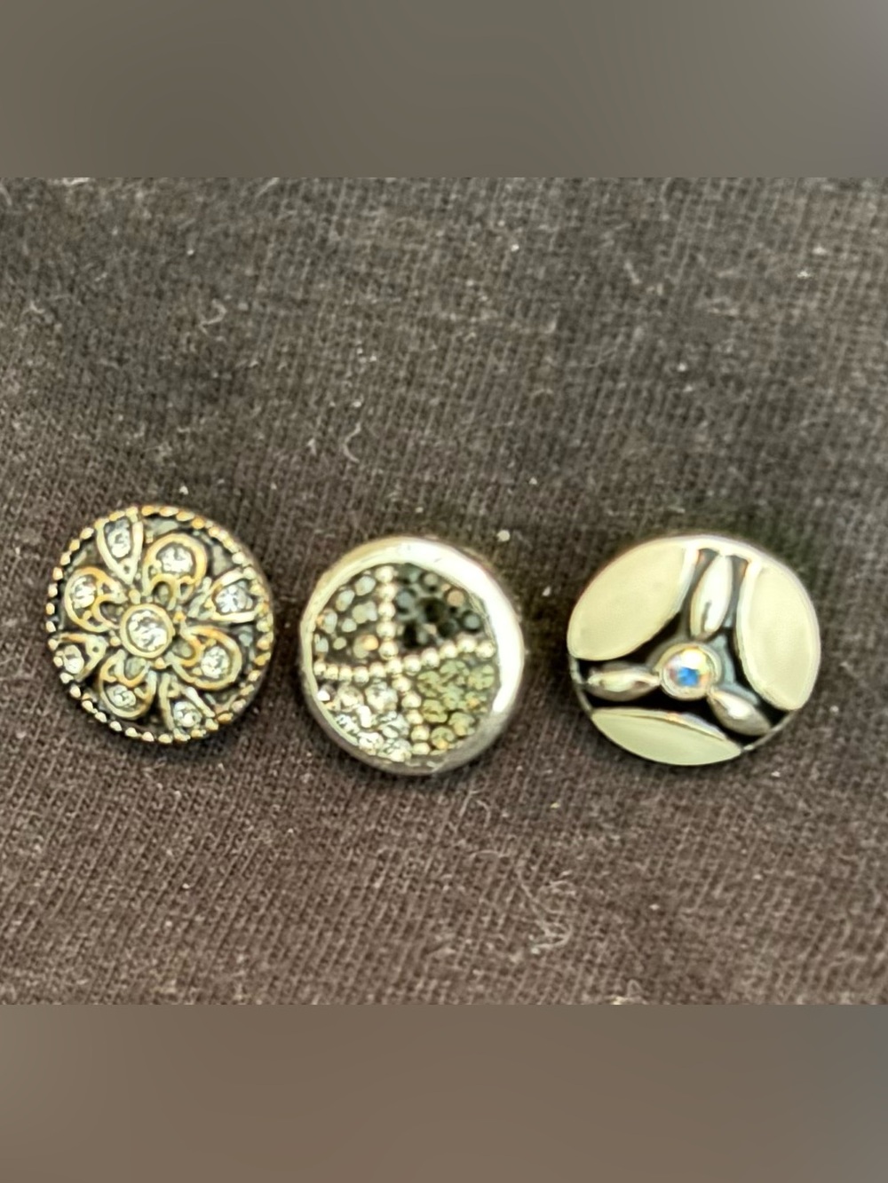 3 Decorative Original Dots- Gold, Silver, Crystal Accents